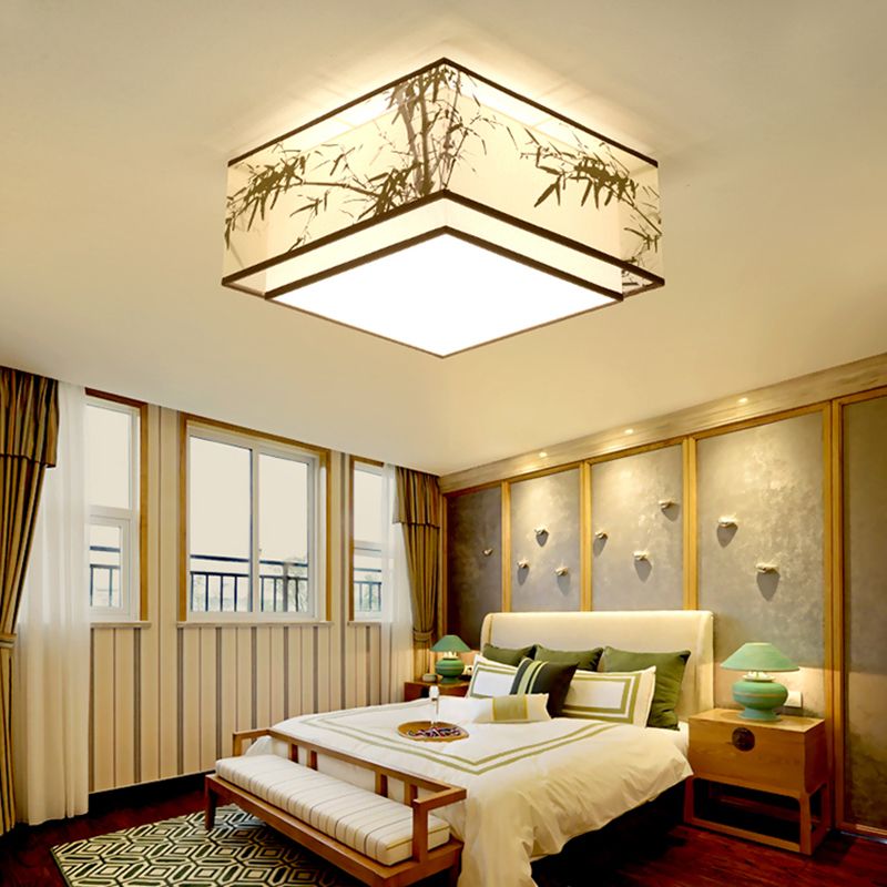 Lampe encastrée en tissu, plafonnier en forme de tambour de Style chinois pour salle à manger