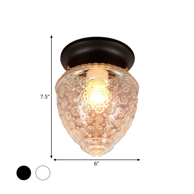 Acorn Shape Flush Mount Modernist Clear Glass 1 Light White/Black Flush Mount Light Fixture