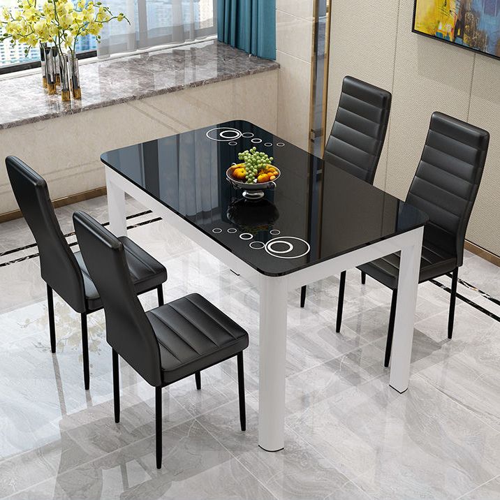 Modern Glass Table Rectangle White Base Dining Table for Kitchen