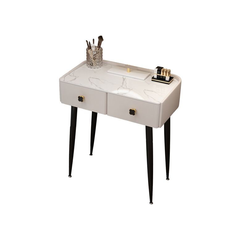 Glam Faux Leather Makeup Counter Bedroom Vanity Dressing Table with Drawer