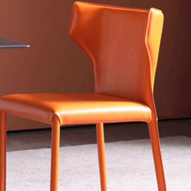 Faux Leather Armless Dining Chairs Modern Wingback Side Chair