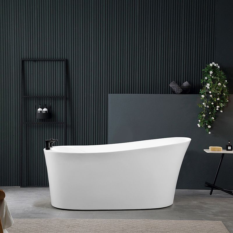 Oval Slipper Soaking Bathtub Modern Acrylic Freestanding Bathtub in White