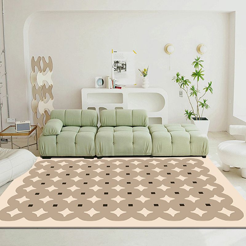 Brown Simple Carpet Polyester Striped Carpet Stain Resistant Carpet for Living Room