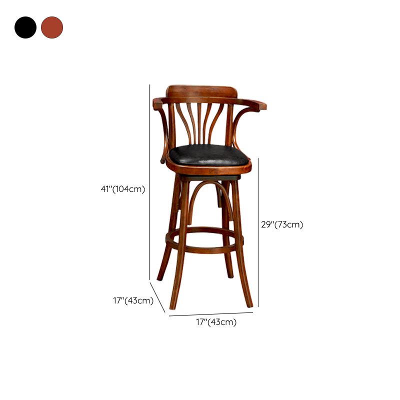 Wood Low Back Bar Height Stool Modern Swivel Armed Bar Stool