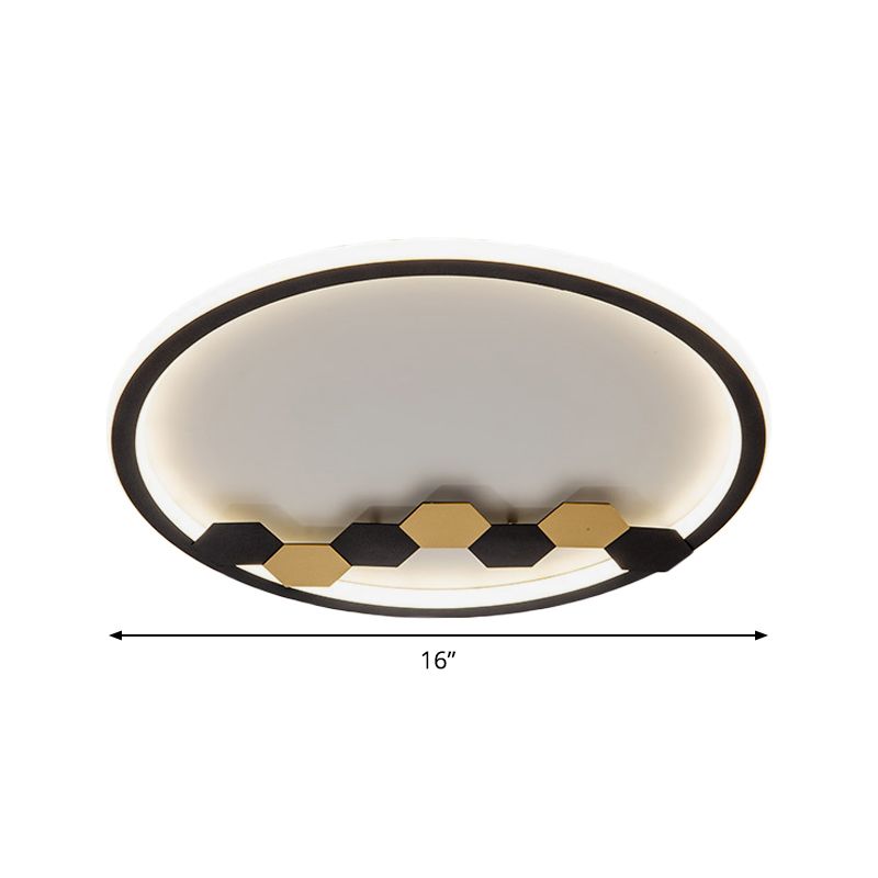 Simple Round/Square Ceiling Flush Acrylic LED Corridor Flush Mount Lamp with Leaf/Geometric Design in Black