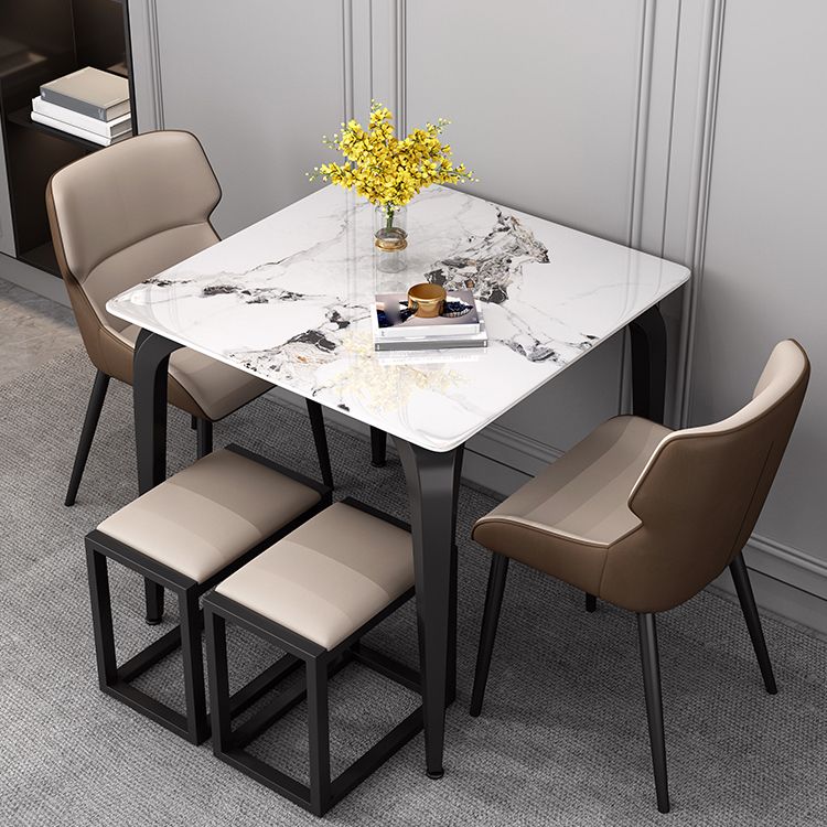 Industrial Sintered Stone Dining Table Metal Dining Table for Dining Room