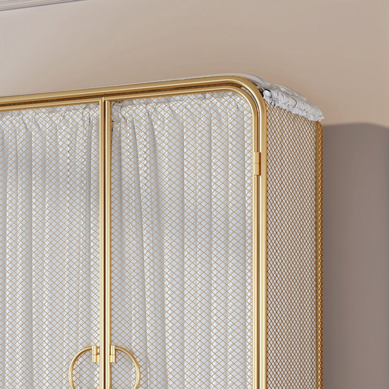 Modern Wardrobe Cabinet Metal Clothes Rail Wardrobe Armoire with Shelves