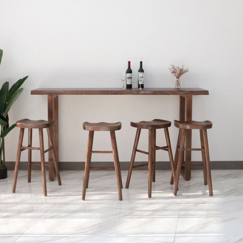 Modern Bar Table Set 1/2/4/5 Pieces Rectangle Bar Table with Wooden High Stools