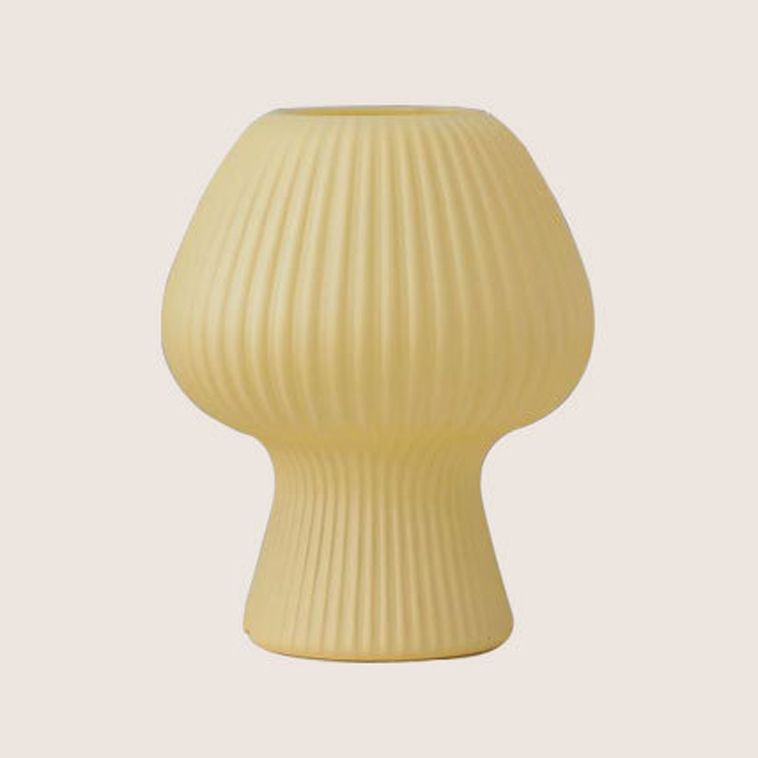 Macaron Style 1-Bulb Table Lamp Rib Glass Tulip Night Stand Light