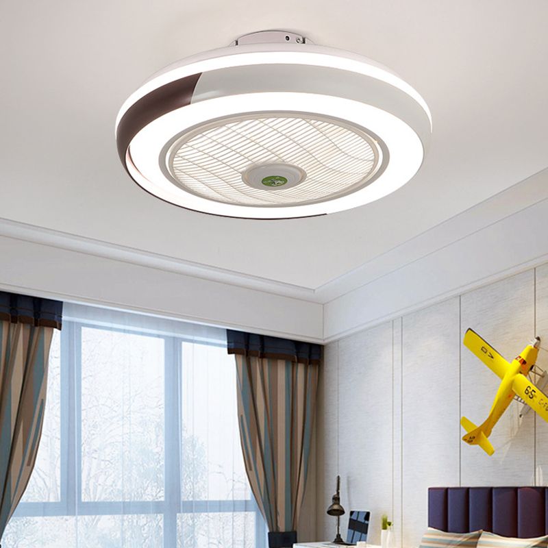 Moderne runde Lüfterleuchte Metall LED Schlafzimmer Halbflush Mount Light