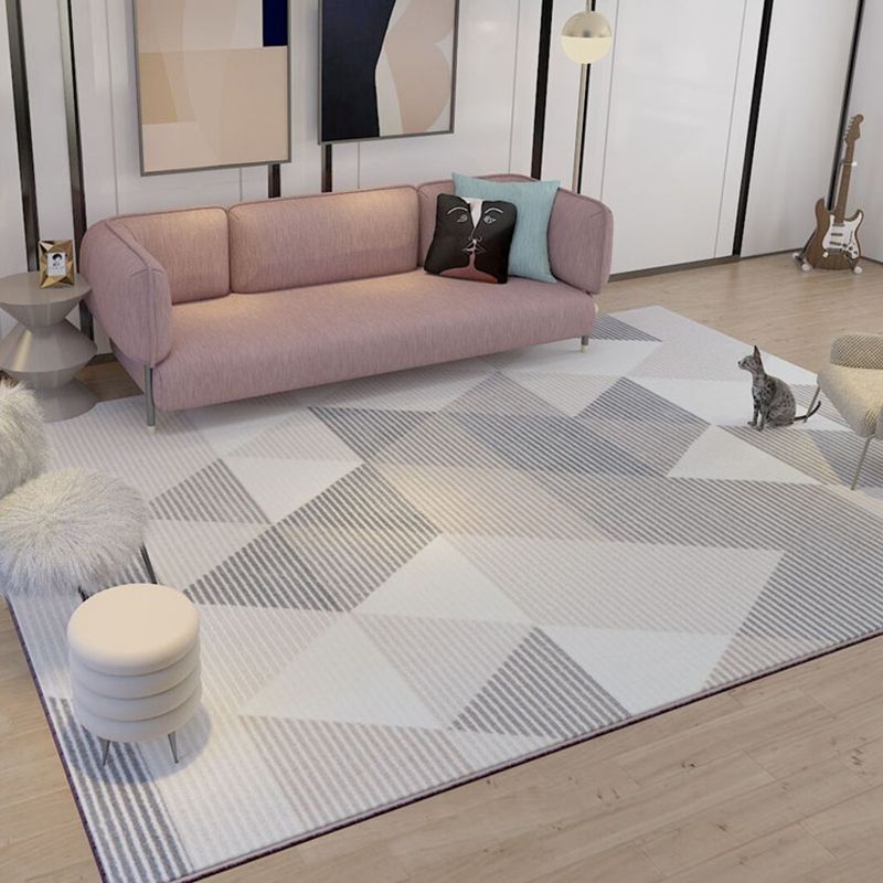 Modern Living Room Rug Multi Color Geometric Printed Indoor Rug Synthetics Non-Slip Backing Pet Friendly Area Carpet