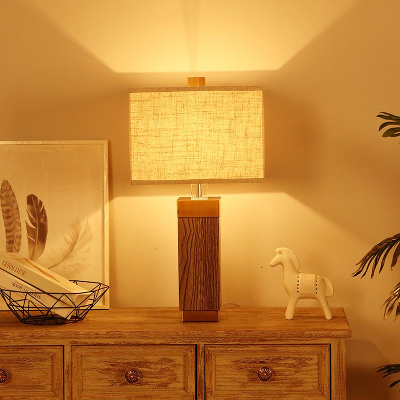 Modernist 1 Glühbirnen -Taskleuchten Flacher rechteckiger Nachttischlampe mit Stoffton
