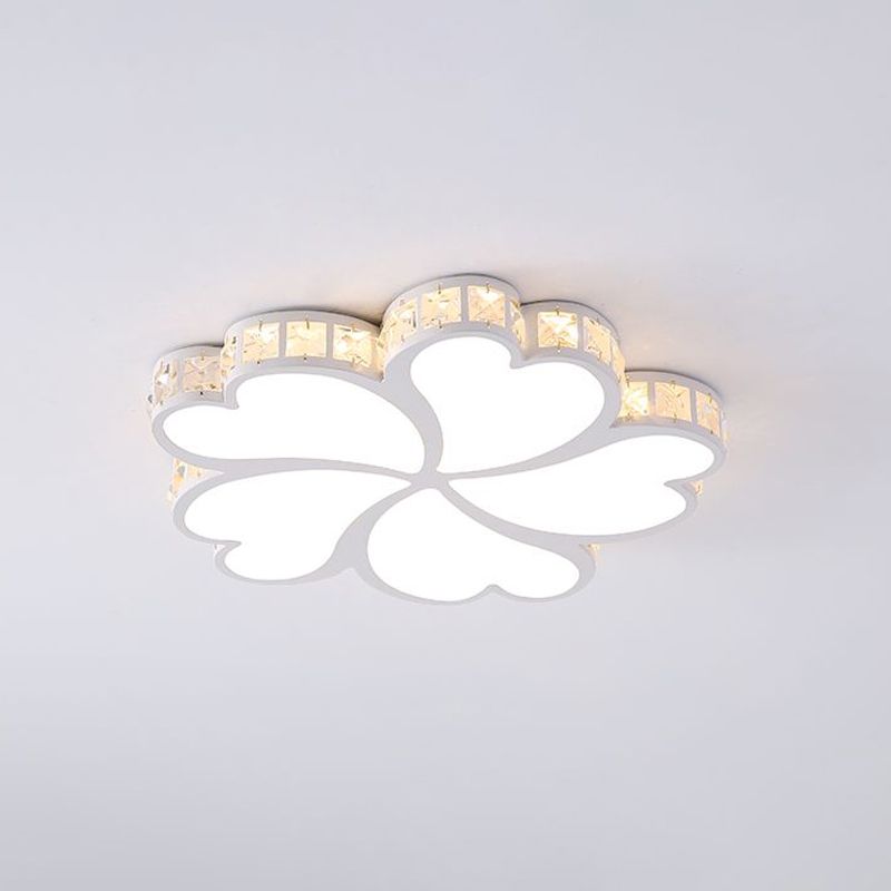 Clover Nordique Mount Ceiling Light with Crystal Shade Black / White / Gold LED Bedroom Ceiling Flush Mount Light