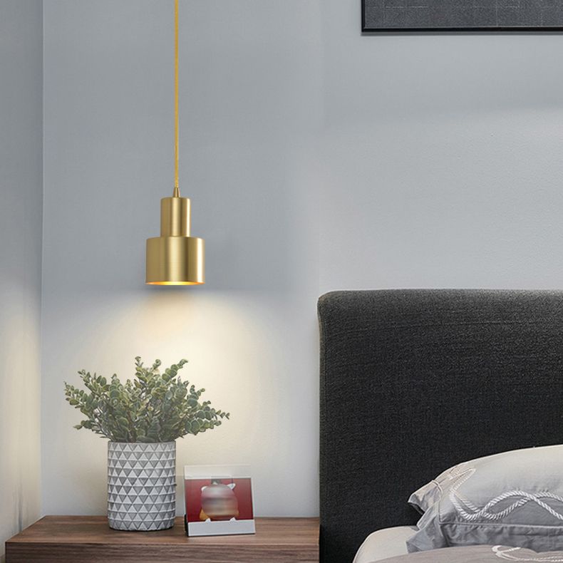 Moderne creatieve cilindrische hanglamp Koper binnenhangende lamp voor slaapkamer