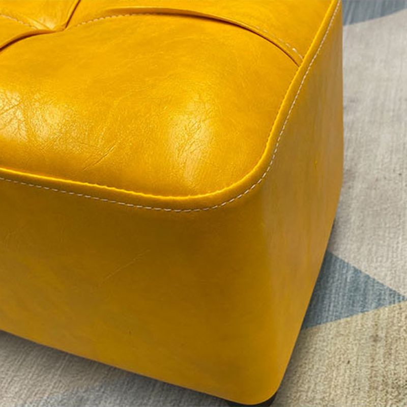 Modern PU Leather Pouf Chair Plain Cylinder Shape Nailhead Trim Sherpa Pouf