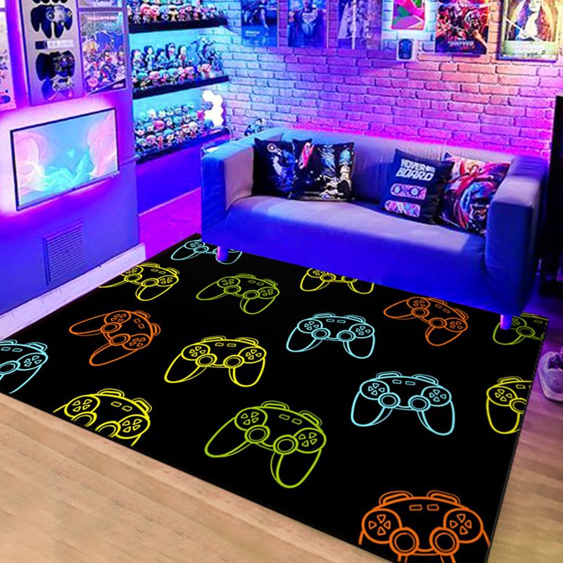 Calming Game Controller Print Rug Polyester Carpet Stain Resistant Area Rug for Living Room