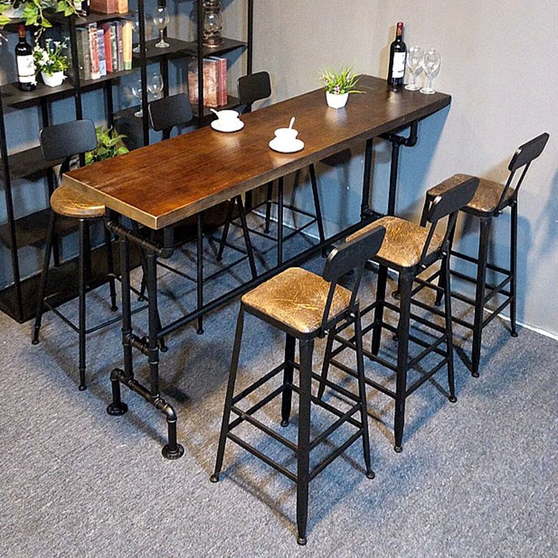Modern Bar Dining Table Solid Wood Rectangle Bar Table in Brown