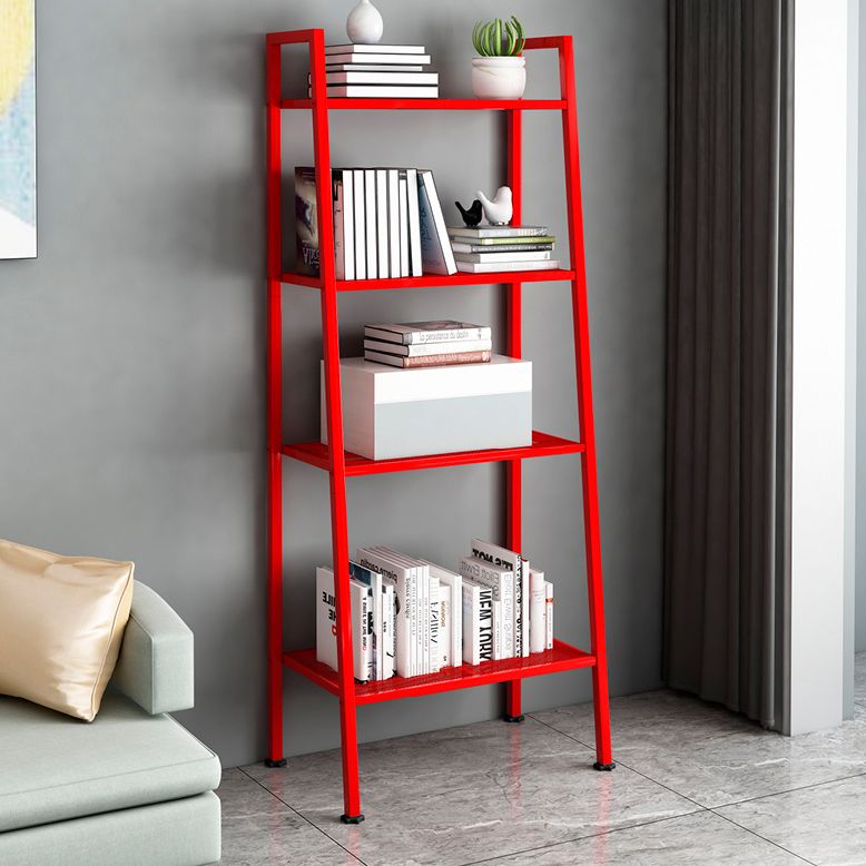 Modern Style Ladder Bookshelf Open Back Metal Bookcase for Home