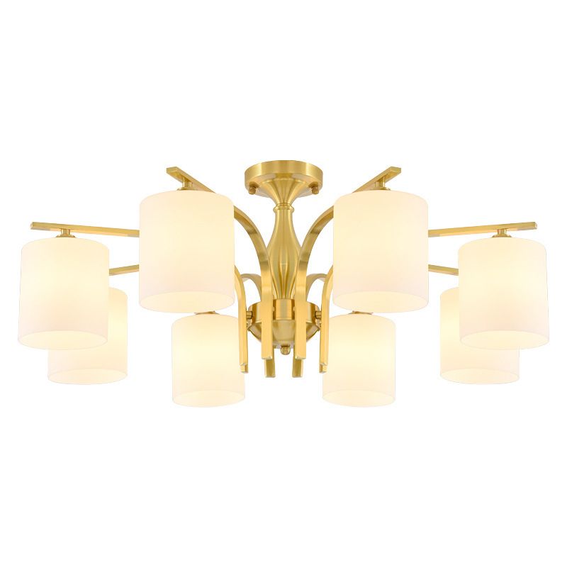 Modern Style Chandelier Light Fixture Gold Cylinder Chandelier Light Fixture with Glass Shade