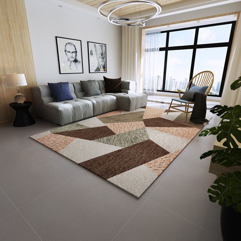 Novel Sketch Effect Geometric Rug Multi-Color Modern Carpet Polyester Stain Resistant Pet Friendly Anti-Slip Rug for Room