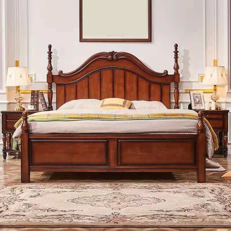 French Country Espresso Four Poster Bed Walnut Poster Bed with Headboard