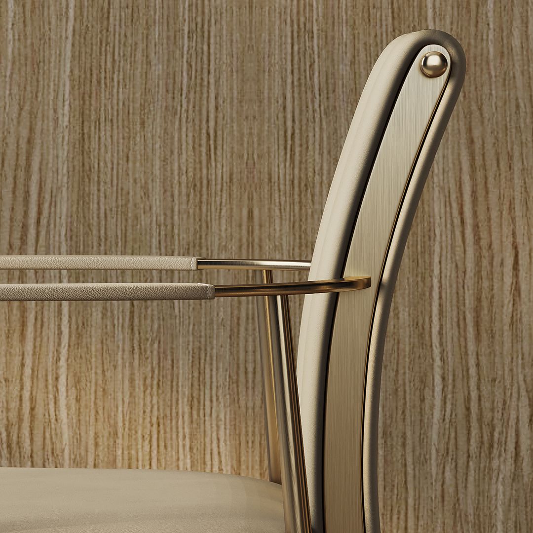Glam Kitchen Dining Chair Gold Legs Upholstered Dining Arm Chair