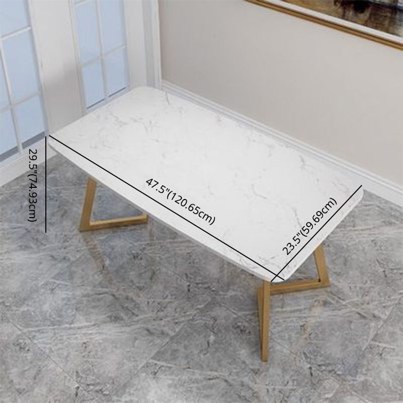 Modern Fixed Dining Room Table Set Marble Top Kitchen Dining Furniture with 4 Legs Base