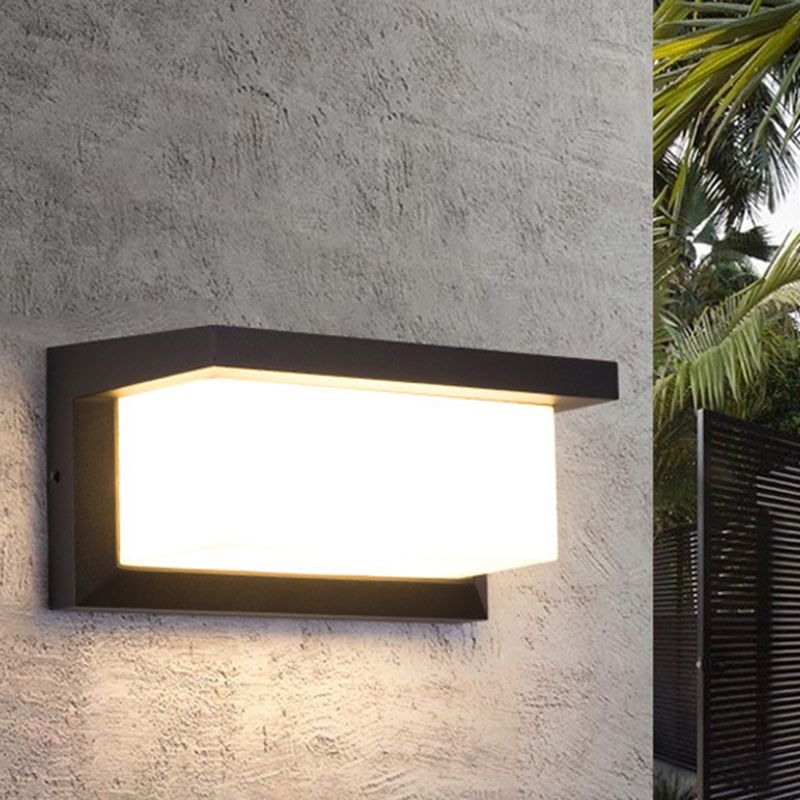 Modern Simple Style Retanglar Shade Wall Sconce Metal 1 Light Sconces in Black Finish