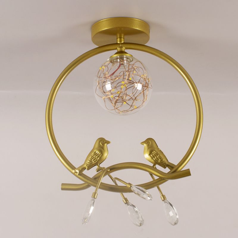 1 Light Spherical Ceiling Lamp Modern Style Glass Ceiling Lighting for Living Room