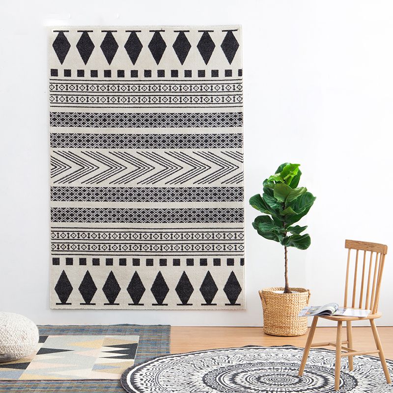 Calming Geometric Print Rug Multi-Color Super Fiber Indoor Rug Non-Slip Backing Pet Friendly Easy Care Area Carpet for Room