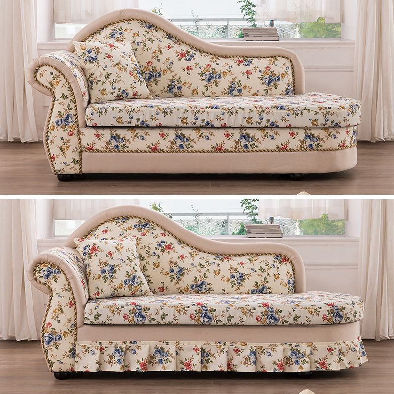 Traditional One Armed Accent Chair Fabric Rolled Arms Chaise