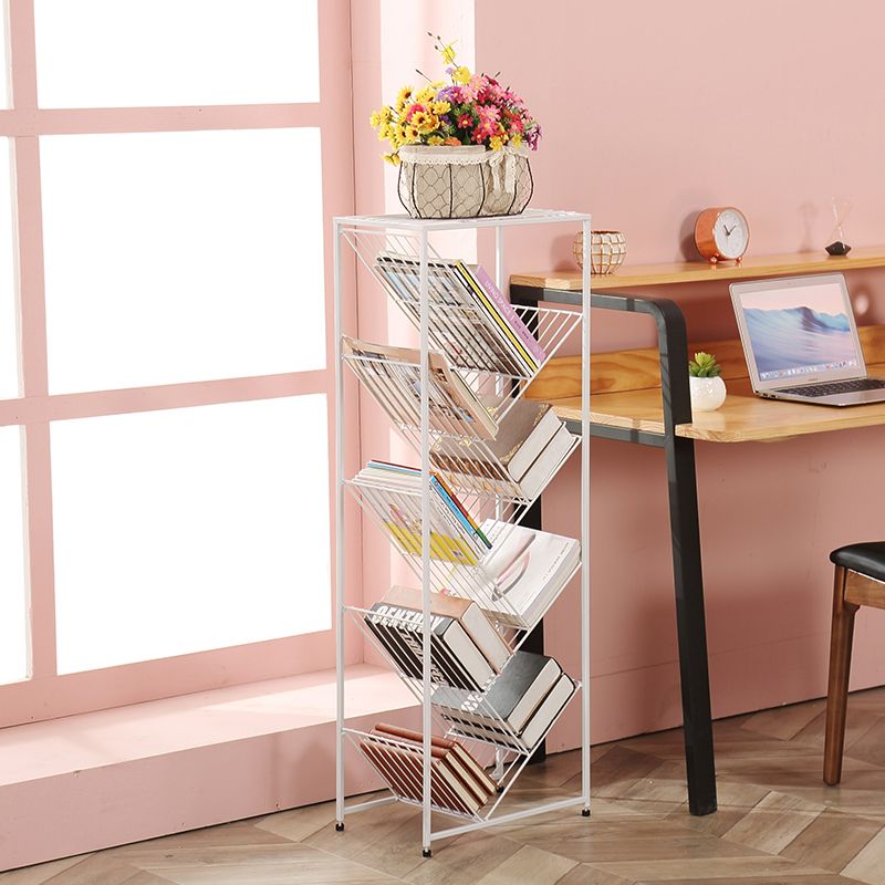 Modern Style Metal Bookcase White Open Bookshelf for Living Room