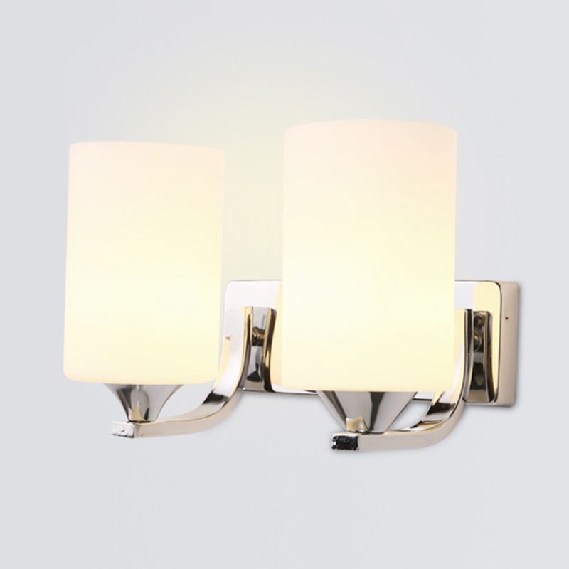 Minimalist Wall Lighting Fixture White Glass Living Room Wall Sconce