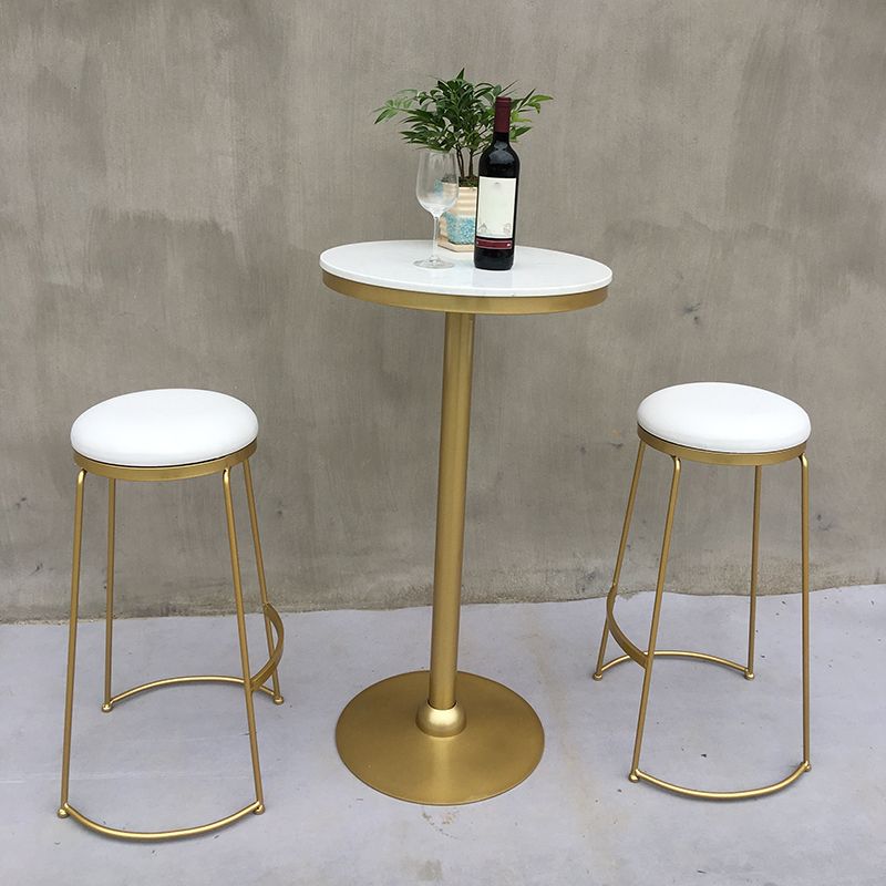 Modern Round Pub Table Set 1/2/3 Pieces Bar Table with Metal Stools