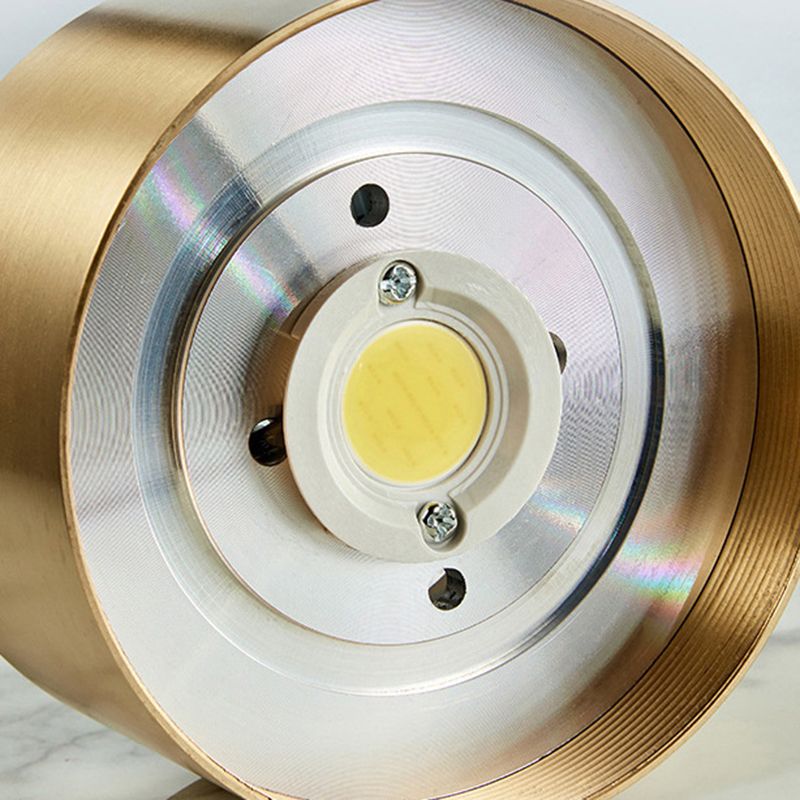 Lámpara de techo con forma de cilindro, cobre moderno, 1 luz, montaje empotrado para dormitorio
