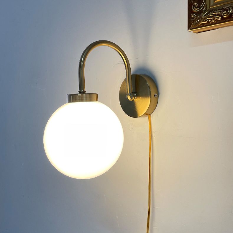 Glass Spherical Wall Lighting Fixture Contemporary Style Wall Mounted Light Fixture