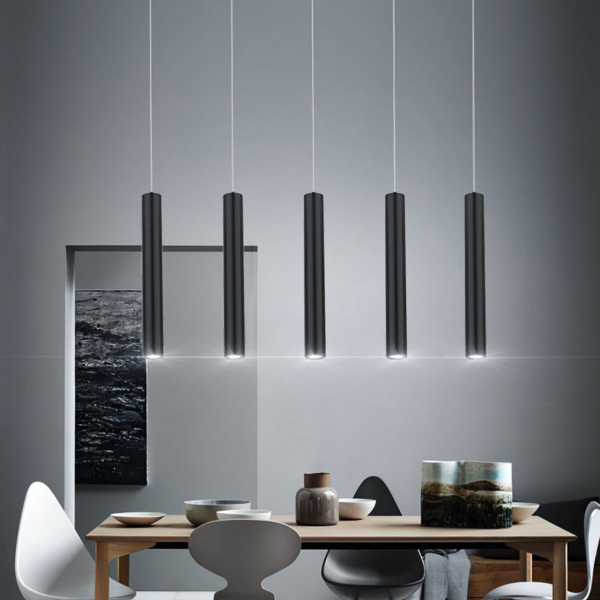 Torch-shaped LED Island Light with 360° Adjustable Spotlight Design Dining Room Lighting Fixture