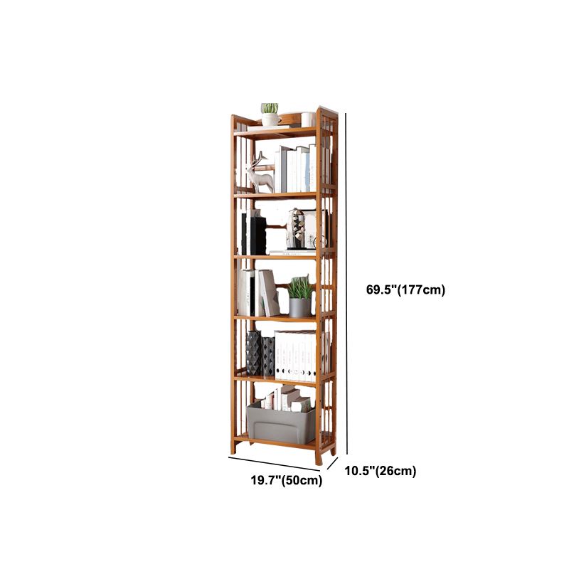 Modern Vertical Bamboo Shelf Etagere Espresso Shelf Bookcase for Bedroom