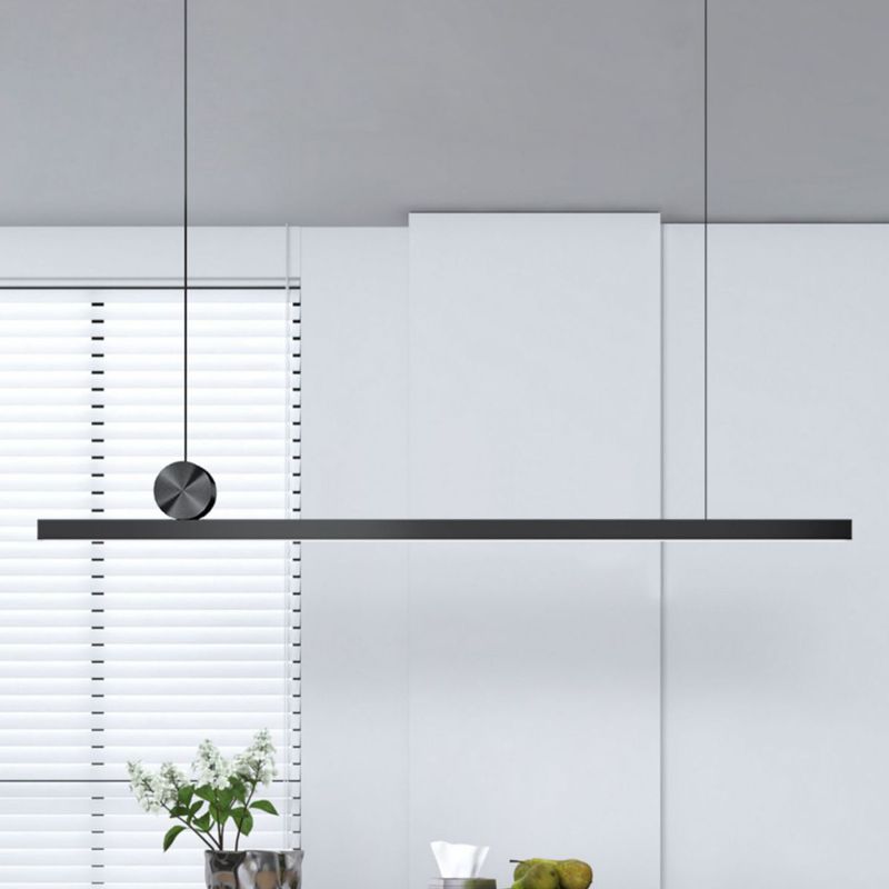 Schwarz gerade Insel hell moderne Aluminium -LED -Inselanhänger für Wohnzimmer