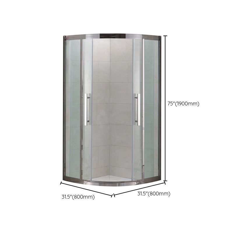 Shower Enclosure Semi-Frameless Double Sliding Neo-Angle Black Door Handles Shower Stall