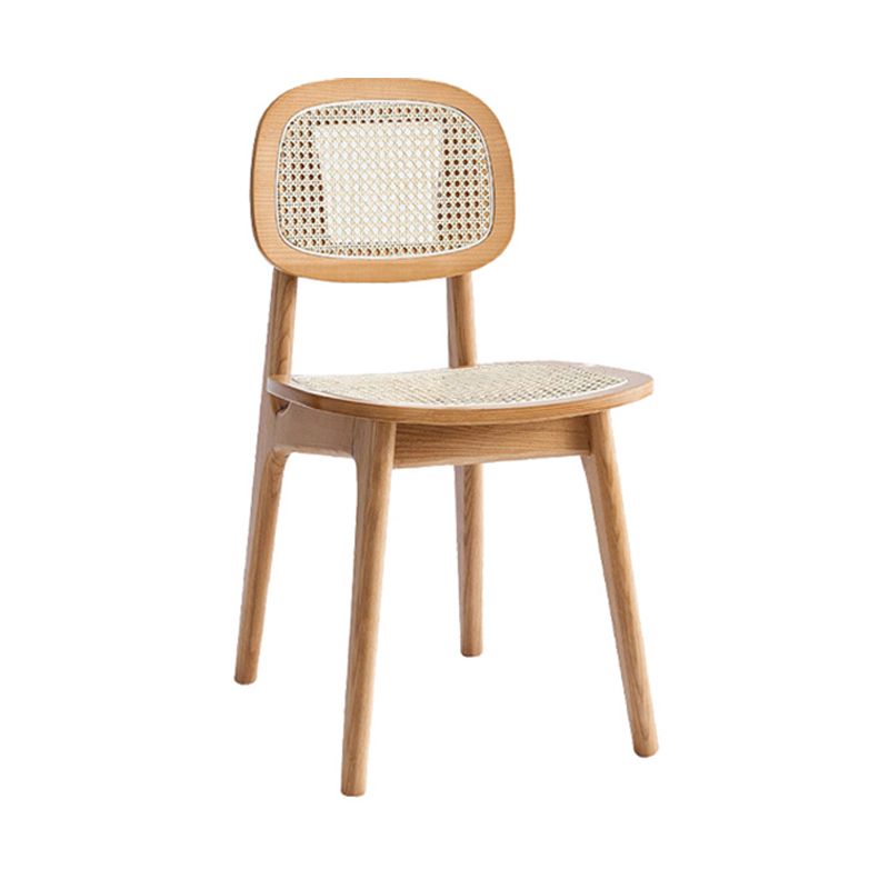 Rubber Wood Armless Dining Chairs Scandinavian Open Back Dining Side Chair