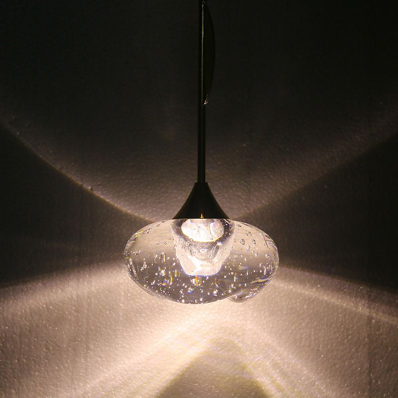 Vidrst sembrada Costilla ovalada Luz contemporánea 1 Luz de techo colgante de latón ligero