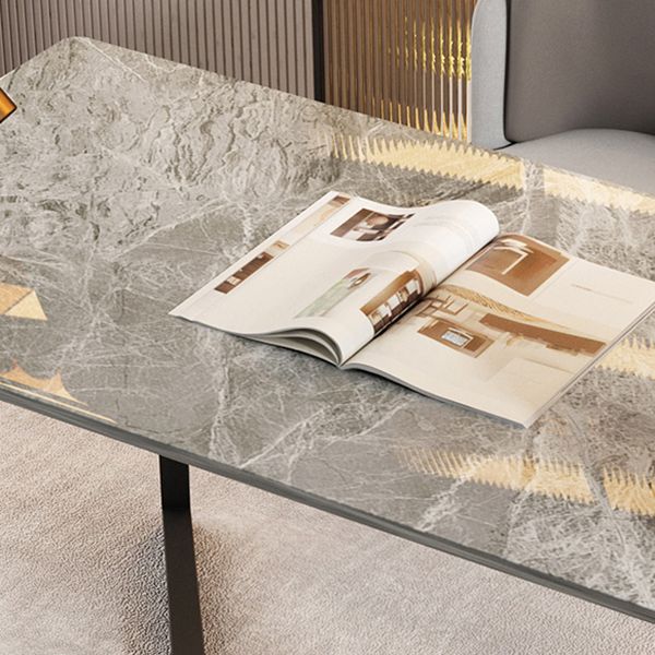 Double Pedestal Dining Table Industrial Style Stone Dining Room Collection for Indoor