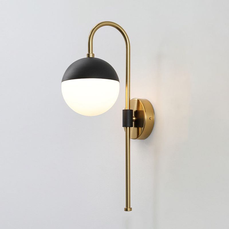 Glass Black and Gold Wall Lamp in Modern Simplicity Iron Globe Wall Light for Interior Spaces