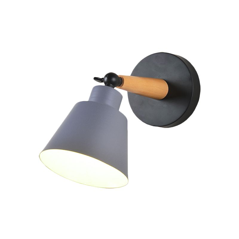 Macaron Colored Bucket Wall Sconce Rotatable One Light Metal Sconce Light for Living Room