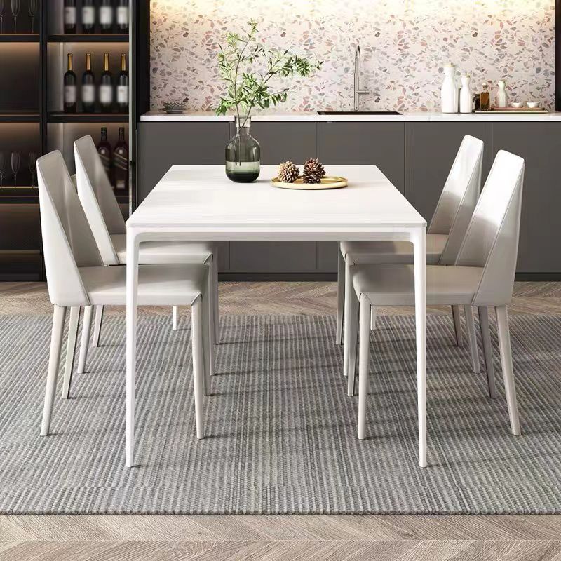 Modern 1/4/5/6/7 Pieces White Dining Set Sintered Stone Dining Table Set with Chairs