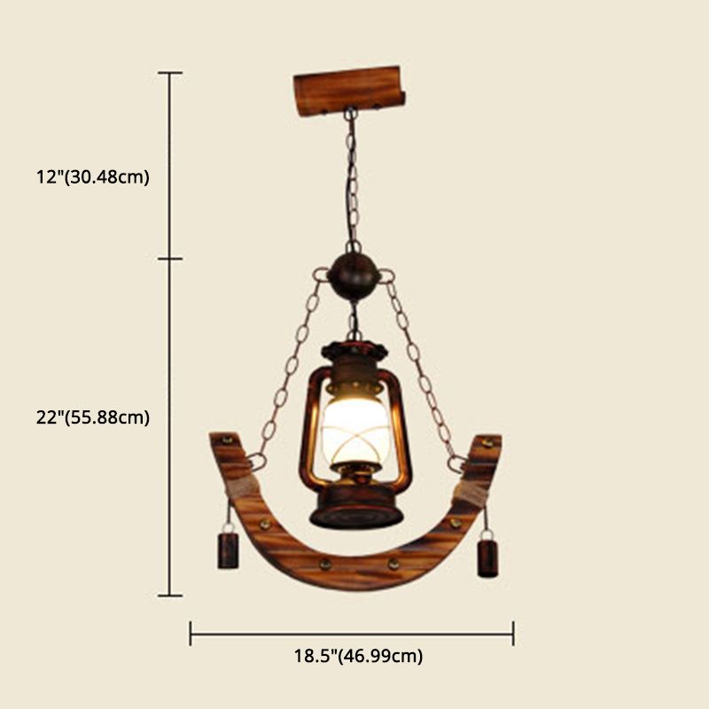 Houten anker nautische stijl hangende licht retro kerosinelampvormige enkele lampverlichtingshanger voor coffeeshop