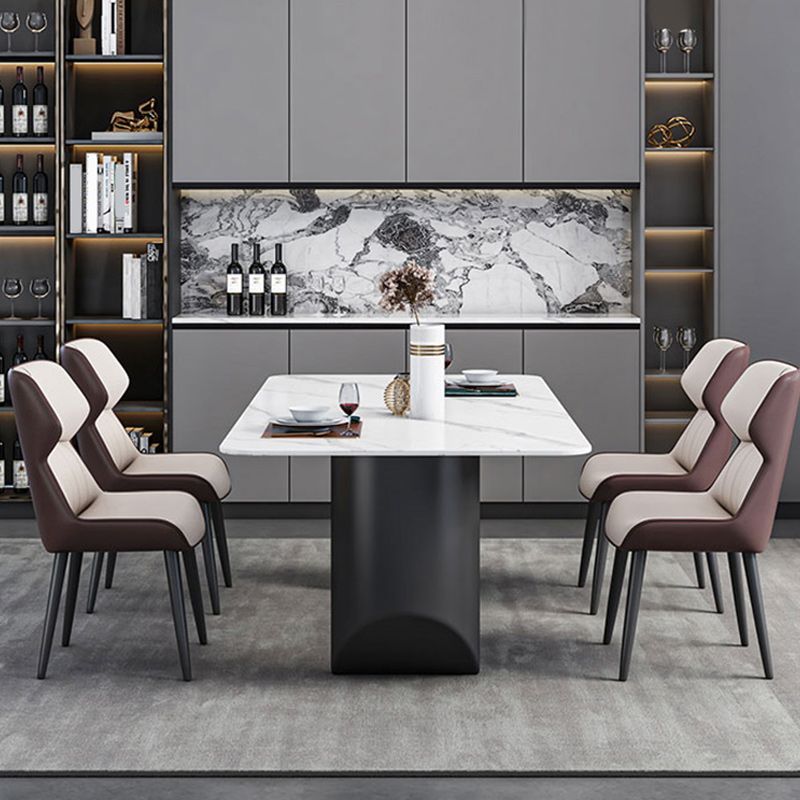 Modern 1/2/5/7 Pieces Dining Set Sintered Stone Dining Table with Leather Chairs