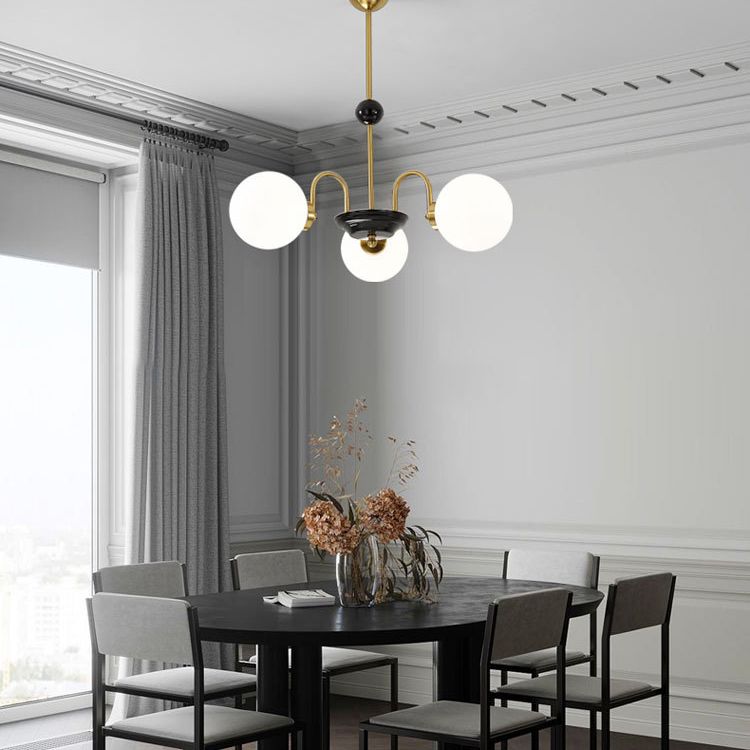 Vintage Simplicity Round Ceiling Chandelier Milk Glass Hanging Light for Living Room