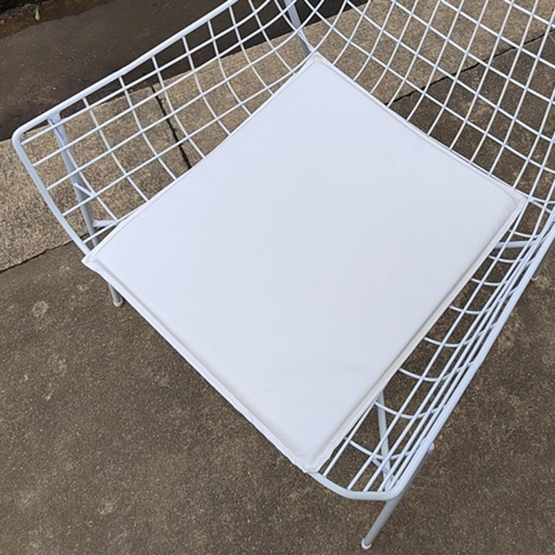 Iron Patio Dining Chair Contemporary Black/White Dining Armchair